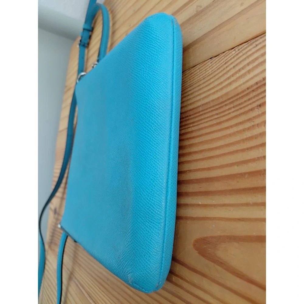 Coach Hipster Pebbled Leather Crossbody Bag Adjustable Strap Blue